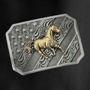 All American Equestrian Horse Silvertone Belt Buckle - New